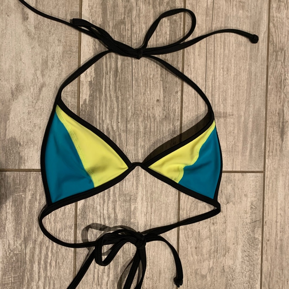 Cyan/ neon yellow bikini top